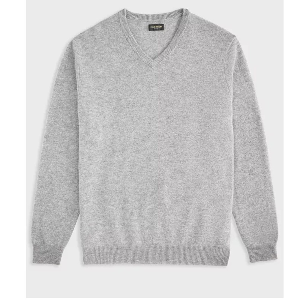 Club Room V-Neck Sweater Mens XXL Gray NWT Cashmere Luxury Kn